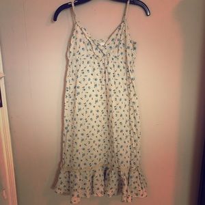 🌱Free People Tan Blue Flower Cotton Short Dress